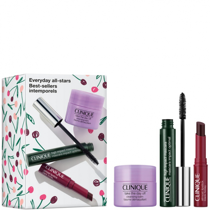 Clinique Everyday All-Stars - High Impact Mascara Black 7ml + Almost Lipstick Black Honey 1.2g + Take The Day Off Cleansing Balm 15ml