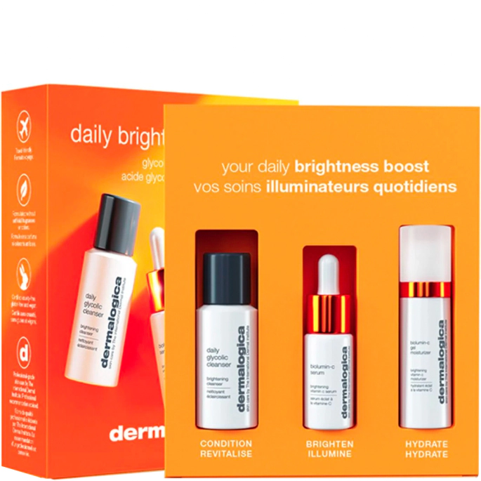 Dermalogica Daily Brightness Boosters - Biolumin-C Serum 10ml + Biolumin-C Moisturizer 15ml + Daily Glycolic Cleanser 30ml
