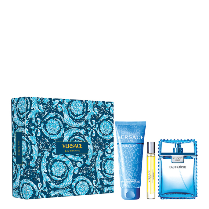 Versace Man Eau Fraiche - Eau de Toilette 100ml + Travel Spray 10ml + Shower Gel 150ml