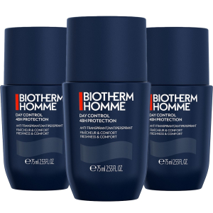 Biotherm Homme Day Control 48H - 3x Roll-On Protection Antiperspirant Deodorant 75ml (3-Pack Deal)