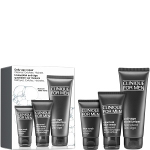 Clinique For Men Daily Age Repair - Moisturizing Lotion 100ml + Charcoal Face Wash 50ml + Face Scrub 30ml