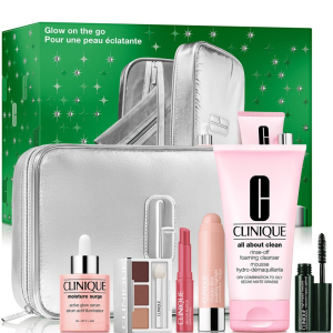 Clinique Glow On The Go - Active Glow Serum 30ml + All About Clean Rinse-off Foaming Cleanser 150ml + Chubby Stick Sculpting Highlight 01 6g + High Impact Mascara Black 3.5ml + Almost Lipstick Pink Honey 1.2g + All About Shadow Trio 1.2g + Pouch