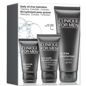 Clinique For Men - Oil-Free Lotion 100ml + Face Wash Oily Skin Formula 50ml + Face Scrub 30ml