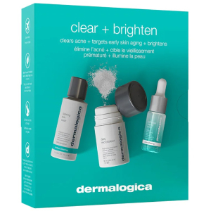 Dermalogica Clear + Brighten Kit - Active Clearing Skin Wash 30ml + Age Bright Clearing Serum 10ml + Daily Microfoliant 13g