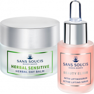 Sans Soucis Sensitive Care - Herbal Krauter Balsem Day 50ml + Beauty Elixir Active Lifting Serum 15ml (Duo Deal)